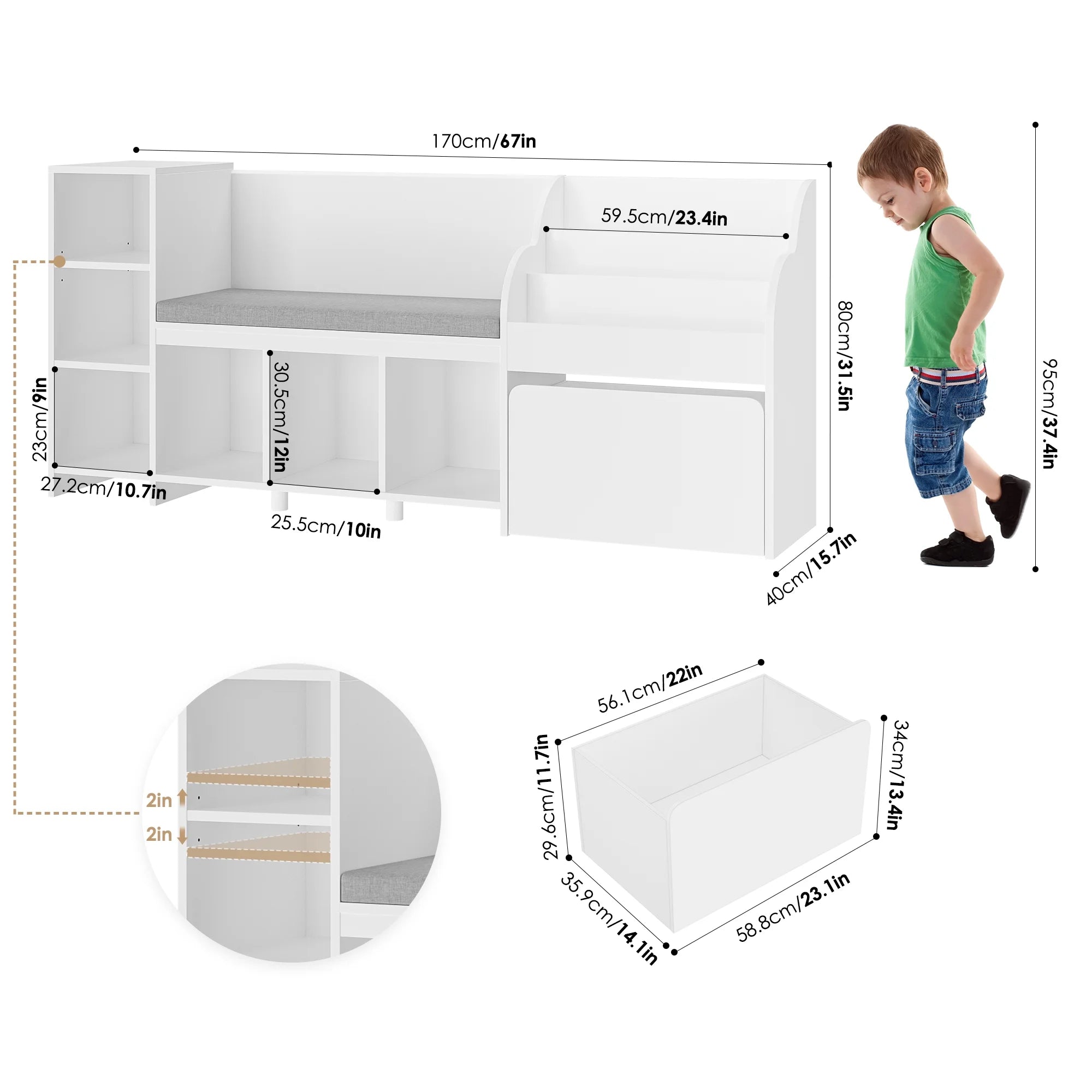 Kids Bookshelf with Reading Nook